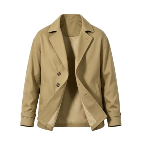 Mens Trench Coat Single Breasted Jacket Notch Lapel Windbreaker Overcoat - image 7
