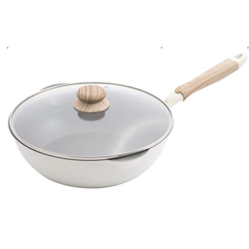 LCHJX Wok Sartén antiadherente para el hogar, sartén de hierro Wok sin humo aceitoso, olla de cocina con cocina de inducción, estufa de gas, sartén general (tamaño: 28 cm) Vision