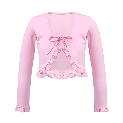 Kids Girls Classic Ballet Wrap Tops Long Sleeve Knit Bolero Cardigan Top Gymnastics Dance Shrug Cover Up