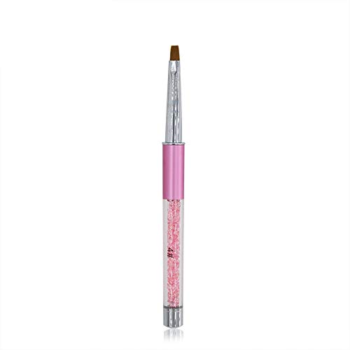 KADS Nail Art Gel Acrylic Brush Carving Pen Brush Nail Drawing Painting Pen Liquid Powder DIY Manicure Tool (Pink, Size 4)