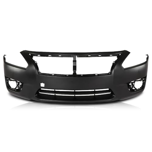 PIT66 Front Bumper Cover Compatible with Nissan Altima 2013-2015 w/o License Plate Provision & Parking Aid Sensor Holes w/Tow Hook Hole & Fog Light Holes 620223TA0H NI1000285 Black