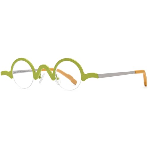 Image of FONEX Colorful Pure Titanium Glasses Frame Women Retro Round Eyeglasses