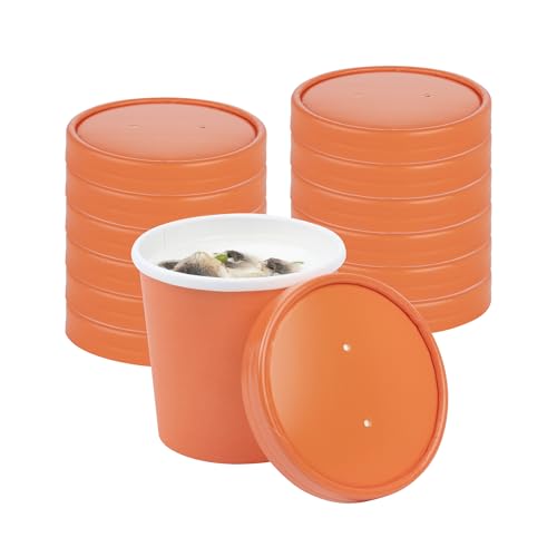 Restaurantware Round Orange Paper Tangerine Soup Container Lid, 200 Pack by Restaurantware - Image 2
