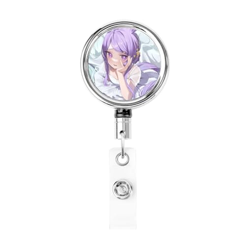 吊り下げ名札用リール ウマ娘 メジロマックイーン 格納式バッジホルダー バッジリール IDカードリール ステンレス製 円形 胸に固定 社員証 通行証 名札入れ 落下防止 通勤 通学 プレゼント 最長62cm