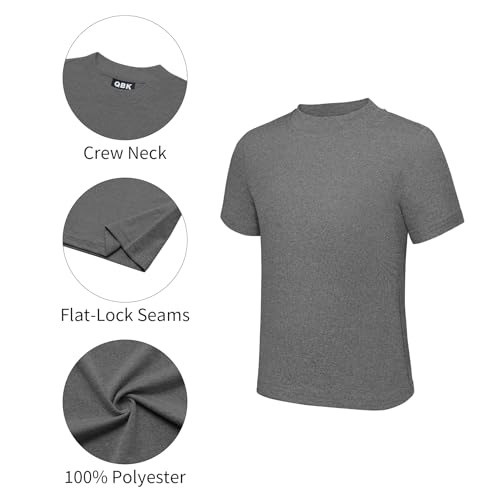 Image of QBK 2T to Youth Neon Shirt Kids UPF 50+ Dry Fit Athletic Short Sleeve Rash Guard T Shirts for Boys Girls Sports Undershirt