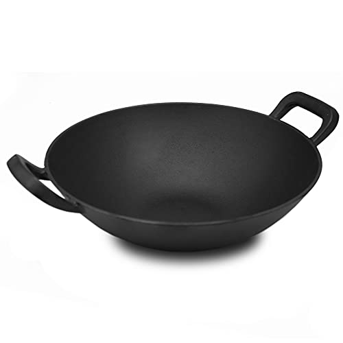 FireRocket Dia 34cm Gusseisen Wok Cast Iron Pan Gusseisen für Gasgrill Kohlegrill Induktionsgeeignet