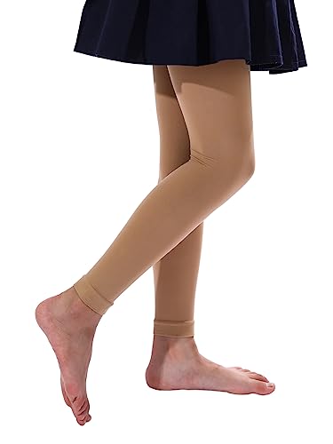 EVERSWE Girls Microfiber Footless Tights Ballet Dance Tights Ultra Soft Leggings (Caramel 2-4)
