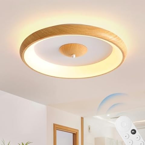 Plafonnier LED bois avec télécommande Cover