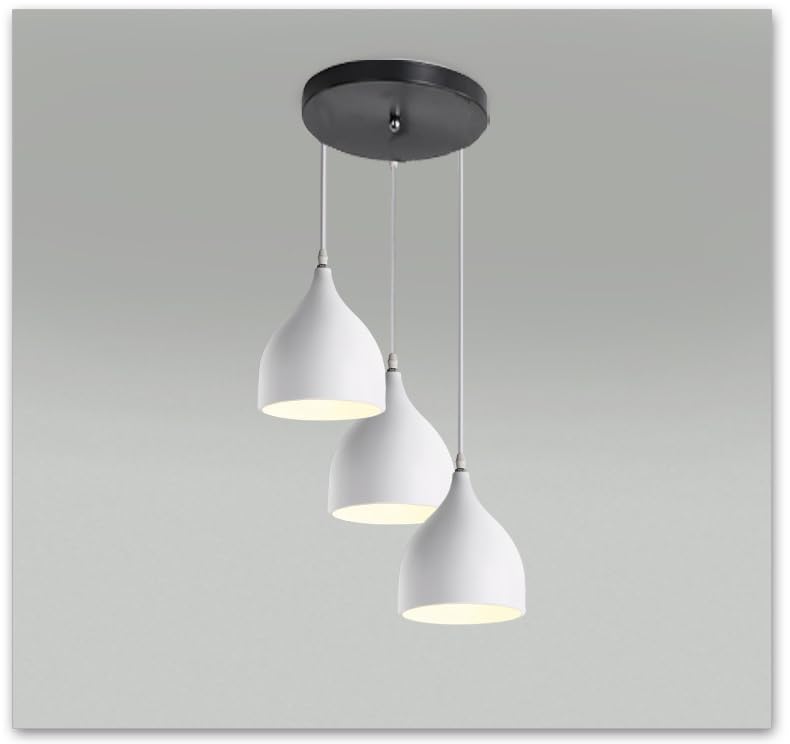 Image of GreyWings Triple Dome White Aluminium Hanging Pendant Light for Ceiling, Drop, Modern & Antique Decor, (Bulb is not Included), Cluster Set