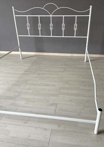 AESSEGI Letto matrimoniale in ferro battuto Fiocco (Bianco opaco satinato - Solo testata con giroletto)