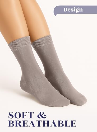 Image of Hugh Ugoli Women's Thin Soft Rayon Derived from Bamboo Crew Socks for Dress, Trouser, Seamless Toe & Non-Binding, 5-8 /9-11