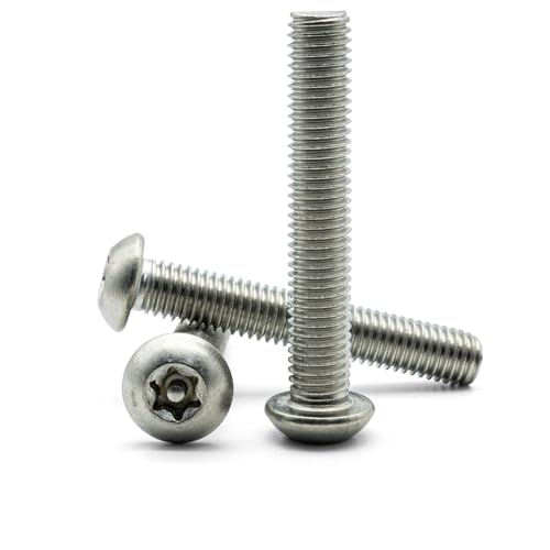 Hippo Hardware M8 (8mm X 60mm) Torx Pin Button Head Security Bolts Anti Vandal Tamper Proof 6 Lobe Star Screws A2 Stainless Steel with Drive Bit (Pack of 10) - TX40 PIN