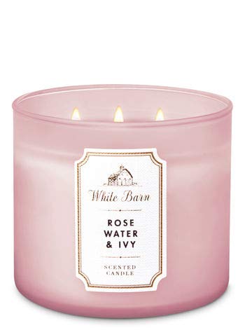 White BarnBath & Body Works Rose Water & Ivy 3 Wick Candle