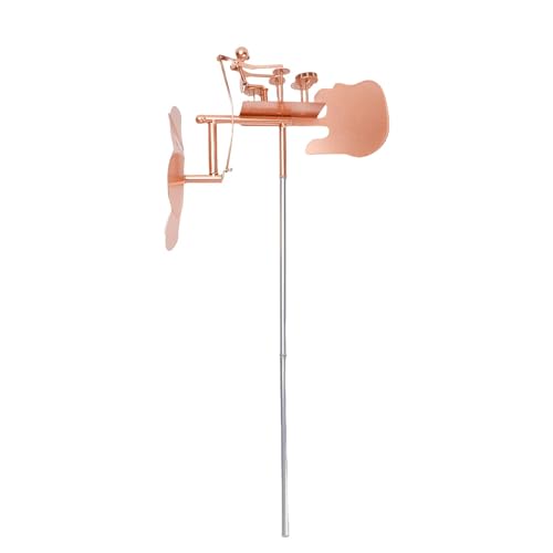 Dioche Moulin à Vent de Batteur Fait à la Main, Esthétique Industrielle Rétro Unique, Décoration Rotative à énergie éolienne en Métal Adaptée à la Décoration de Patio, Pelouse, Jardin, Balcon, (Or
