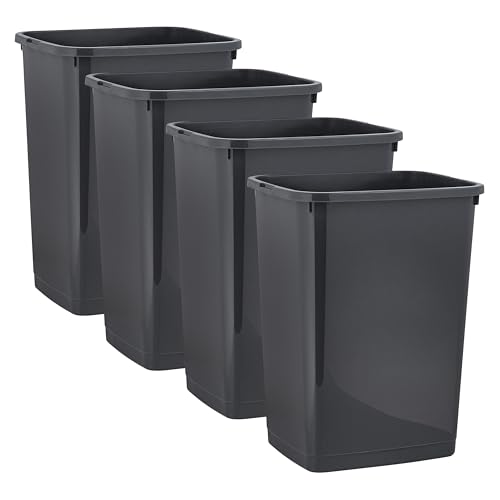 Superio Large Kitchen Trash Can 13 Gallon, 52 Qt Waste Bin for Kitchen, Garage, Indoor and Outdoor Trash Can (4, Dark Grey)