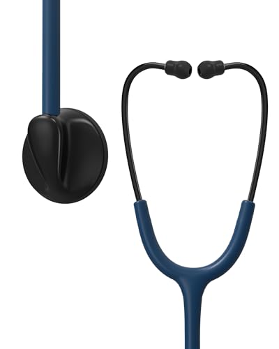 Image of Single Head Stethoscope for Nurses /Nursing School Students /Doctors | Navy Blue Tube Essential Estetoscopio for Medical BP Monitoring & Home Use, with Accessories Name Tag & without EVA Case