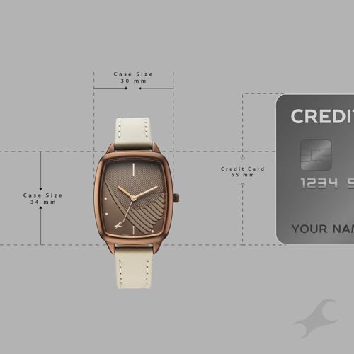 Image of Fastrack Wild Bird Feather Brown Dial Brown Genuine Leather Strap Watch for Women - 6321QL02