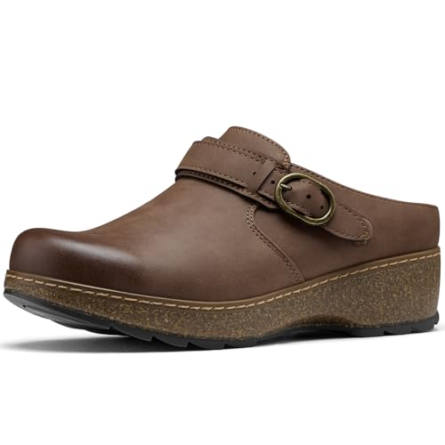 Image of SHIBEVER Clogs Women Mules Comfortable: Slip on Arch Support Casual Shoes | Closed Toe Lightweight Cushioned Footbed All-Day Comfort Non-Slip Wedge Platform Shoes Fit for Work Walking Business Travel