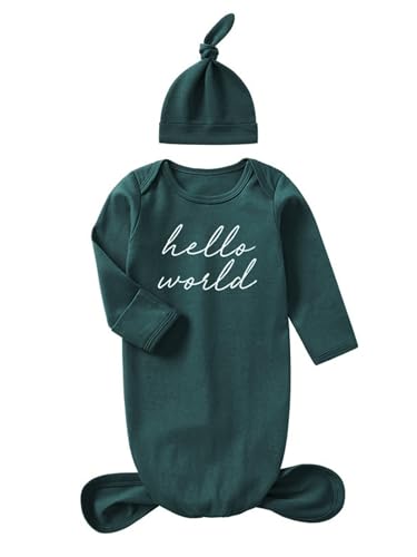 Image of Bow Dream Baby Knotted Gown Soft Newborn Infant Long Sleeve Sleeper for Baby Boy Sleepwear with Hat Set
