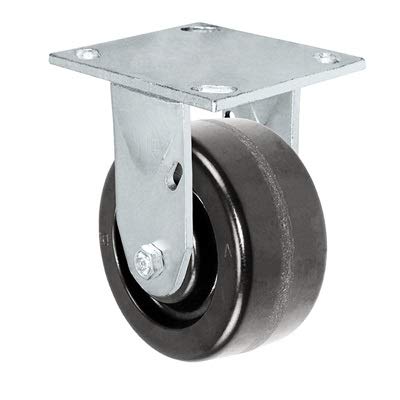CasterHQ - 5 x 2 Kingpinless Rigid Plate Caster - Phenolic Wheel - 1,000 lbs Capacity Per Caster - 4 x 4-1/2 Top Plate