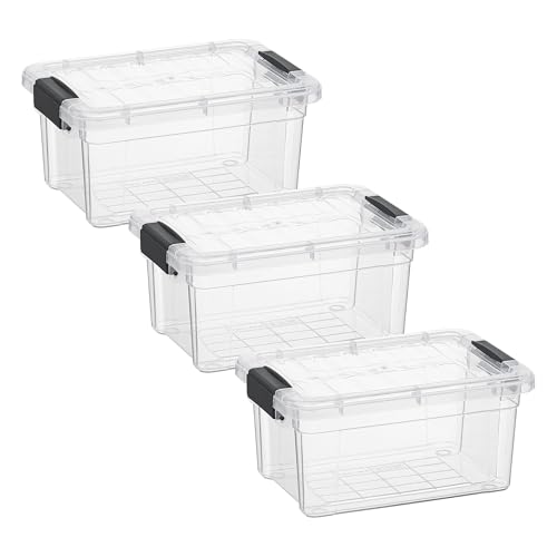 Image of Superio 1.85 Quart Clear Plastic Storage Boxes with Lids, Stackable Organizer Containers, BPA-Free Storage Bins for Home, Office, School & Dorm, 3 Pack