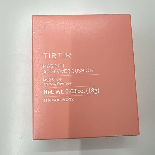 TIRTIR Mask Fit All Cover Pink Cushion Foundation | High coverage, Velvety Matte Finish, Lightweight, Flawless, Corrects Redness, Korean Cushion (#13N Fair Ivory, Full Size, 0.63 Fl Oz)