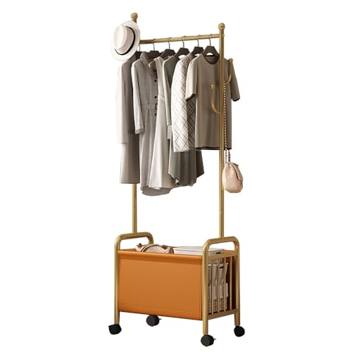 Cesta de almacenamiento con ganchos para abrigos, organizador de ropa de acero inoxidable duradero para entrada, pasillo y dormitorio