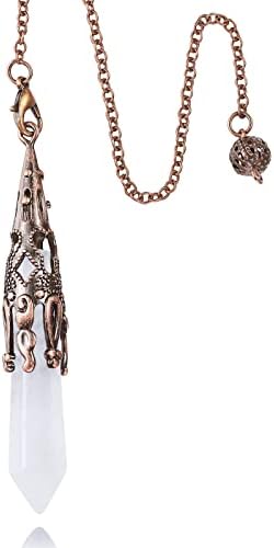XIANNVXI Pendulum Crystal Amethyst Crystal Pendulum for Divination Dowsing Scrying Vintage Healing Pendulum Crystal Resin Pendant with Bronze Chain Reiki Pendulum