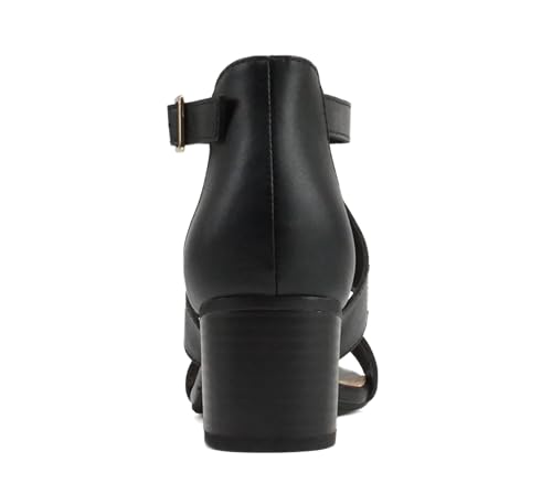 Image of Soda inchNorway inch ~ Women Open Toe Closed Back Counter Cutout Upper Low Block Heel Sandal with Adjustable Ankle Strap