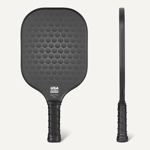 Image of Amazon Basics Pickleball Paddles Set of 2, USAPA Approved Carbon Fiber Paddle with 4 Balls, Lightweight Pickle Ball Rackets, Carry Bag & Grips