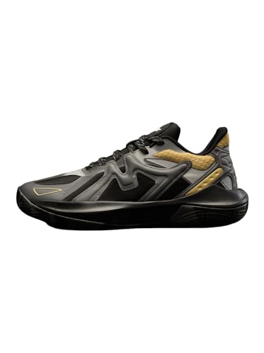 Image of The Souled Store Hoops: Black Panther Men and Boys Low Top Sneakers Black and Purple and Gold Streetwear Trainer Anti Tear Fabric and Breathable Woven Mesh High Grip Rubber Outsole