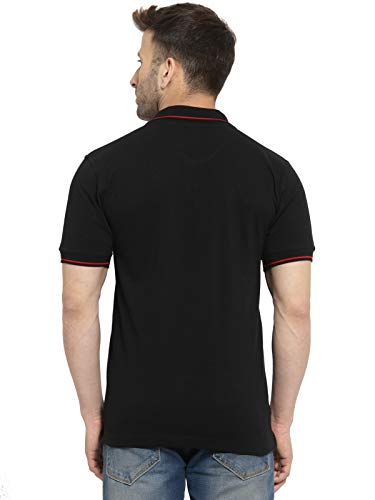 Image of Scott International Men's Organic Cotton Regular Fit Polo T-Shirt (Black with Red, Small)