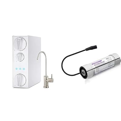 iSpring RO500AK-BN Tankless RO Reverse Osmosis Water Filtration System, White. & UVF8 LED UV Water Filter, Add-on Kit for Under Sink Water Filtration Systems, Mercury-Free, Stainless Steel