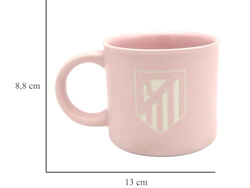 CyP Brands- Atlético de Madrid, Taza, Taza Cerámica, Desayuno, Menaje, Tazas Originales, Color Rosa, Producto Oficial