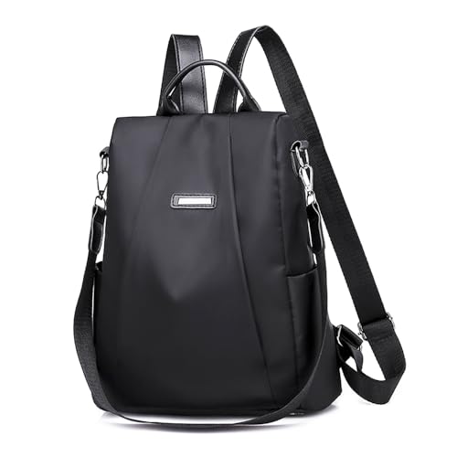 Mochila Mujer Casual Antirrobo - Mochilas de Nailon Impermeable de Gran Capacidad, Uso Doble como Bolso y Mochila, Moderna, Ligera y Segura – Ideal para Trabajo, Viajes, Escuela o Diario (Negro)