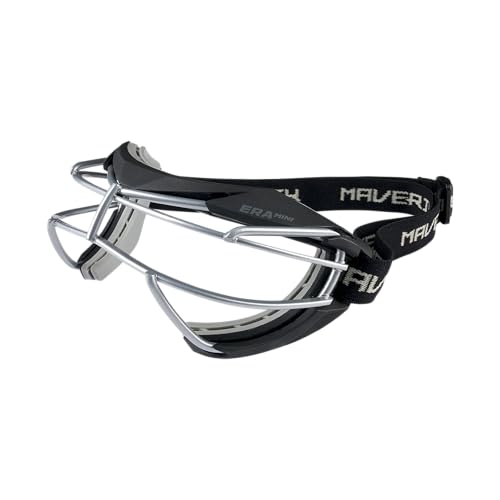 City Sports Maverik Era Mini Girls\' Lacrosse Goggles â€“ Carbon Steel Mask, Double Vision Bars & Comfortable Silicone Liner (BLACK)