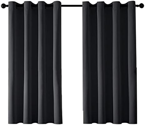 MRTREES Blackout Curtains Bedroom 63 Drop 2 Panels Light Grey Eyelet Thermal Curtain for Living Room Soft Texture Window Treatments for Kids 55x63 Inch 140x160 CM