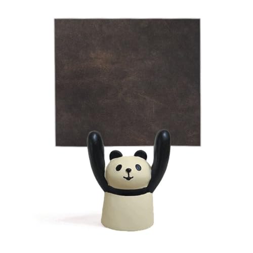 Porte-mémo en cuir noir d'exception au motif panda