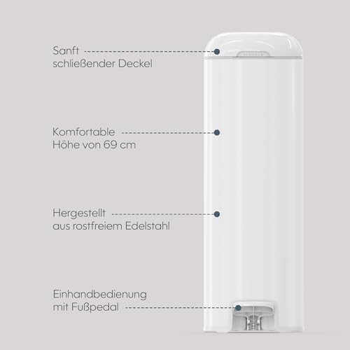 Diaper Genie Platinum Edelstahl Windeleimer mit Fußpedal, neuartiges System mit abreißbaren Beuteln