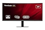 ViewSonic VA3420C-2 86.4 cm Monitor Curved UWQHD 3440x1440, 95W USB-C, 120Hz, 1ms MPRT, 1900R, VA, KVM Switch, PIP, PBP, 21:9, Höhe und Winkel verstellbar, 2x HDMI, DP, Flimmerfrei, 2x Lautsprecher