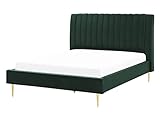 Beliani Elegantes Doppelbett grün aus Samtstoff 140 x 200 cm Marville
