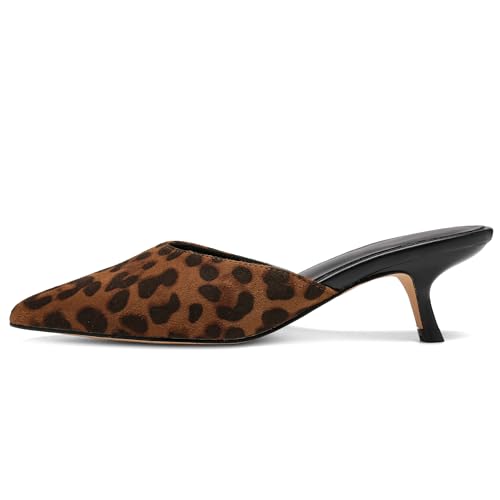 Image of Riekhany Women Kitten Heels Mules Closed Pointed Toe Slip on Stiletto Pumps