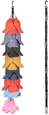 Miracsnail Hat Rack for Baseball Caps Organizer Hat Holder for Closet Hook, Wall and Door 24 Large Clips Cap Storage for Hanging Ball Caps Winter Beanie & Accessories 1 Pack