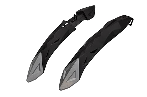 Image of Shrenik Cycle Mudguard Diamond Design Compatible 24 & 26 Inch Bicycle Fender Clip-on Front & Rear Set with Metal Caliper Fittings in Multicolor (Black-Grey)
