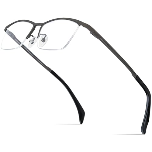 Image of FONEX Pure Titanium Glasses Frame Men Semi Rimless Square Eyeglasses Eyewear DTX416