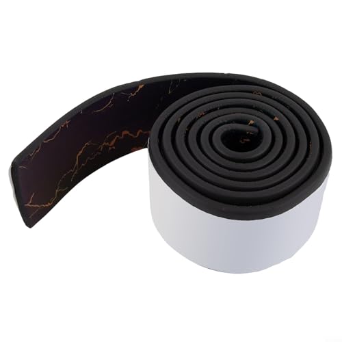 Rodapié de mármol protector de esquina grueso anticolisión para pared para decoración de tuberías de gas, impermeable, 8 cm x 200 cm (textura negra)