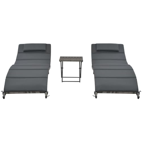 Chaises de jardin pliantes en polyrotin gris gain de place - 3