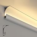 Crown Moulding LED Channel Aluminum Profile, Indirect Lighting Molding Diffuser for Ceiling Floor Wall, Cornice Coving Decor 1m 1.2m 2m 4m 10m 18m(White,1.5 m/4.9 ft)