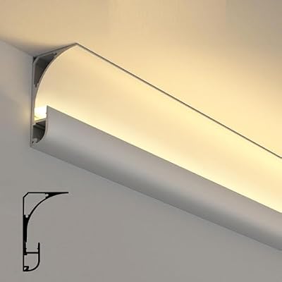 Crown Moulding LED Channel Aluminum Profile, Indirect Lighting Molding Diffuser for Ceiling Floor Wall, Cornice Coving Decor 1m 1.2m 2m 4m 10m 18m(White,1.5 m/4.9 ft)