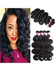 8A Brazilian Virgin Hair Body Wave Remy Human Hair 4 Bundles Deals 22" 24" 26" 28" Unprocessed Brazilian Hair Extensions Natural Color Weave Bundles by Grace Length Hair